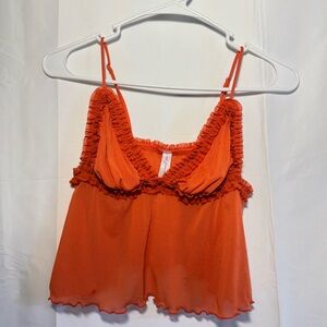Urban Outfitters Y2K Style Orange Ruffled Blouse